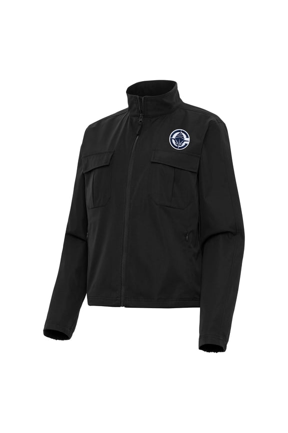 Women's Antigua  Black LA Clippers Even Par Full-Zip Jacket
