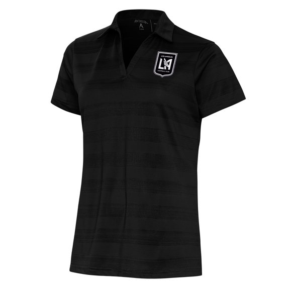 Women's Antigua Black LAFC Brushed Metallic Logo Compass Polo