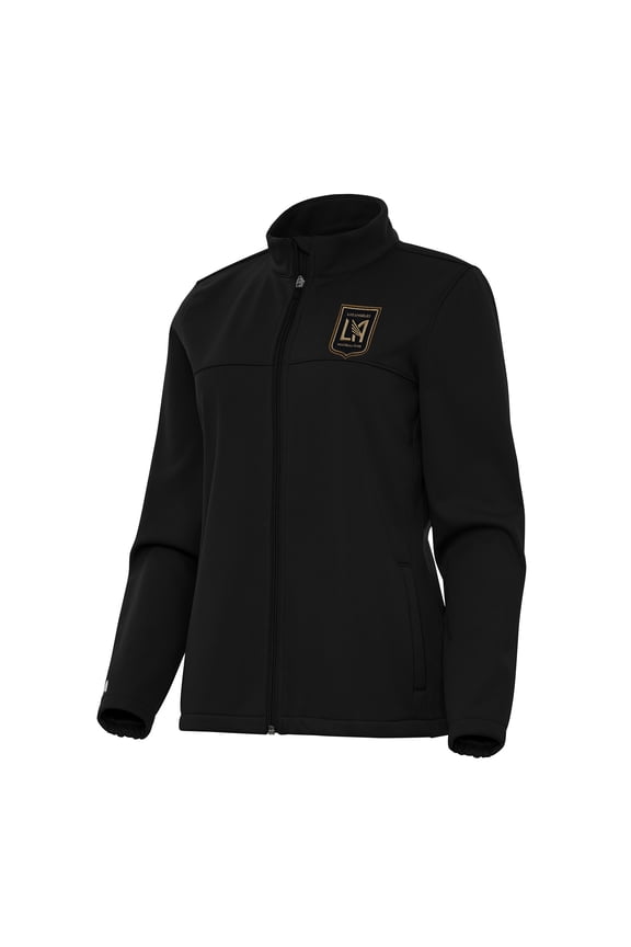 Women's Antigua Black LAFC Links 2 Full-Zip Golf Jacket