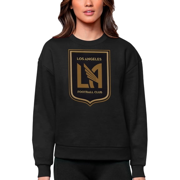Women's Antigua Black LAFC Team Logo Victory Pullover Sweatshirt