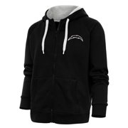 Women's Antigua Black Los Angeles Chargers Metallic Logo Victory Full-Zip Hoodie