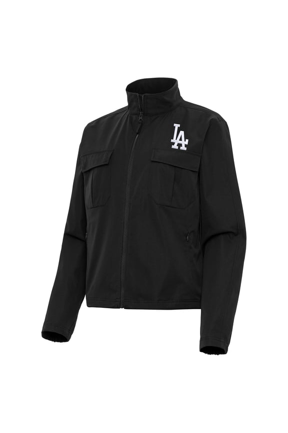 Women's Antigua Black Los Angeles Dodgers Even Par Full-Zip Jacket