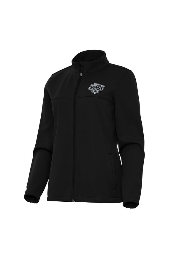 Women's Antigua Black Los Angeles Kings Links 2 Full-Zip Golf Jacket