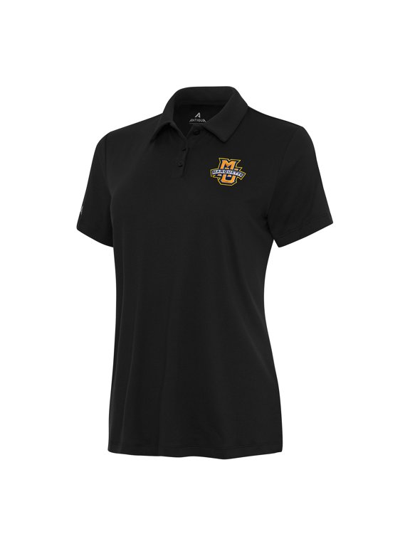 Women's Antigua Black Marquette Golden Eagles Reprocess Polo