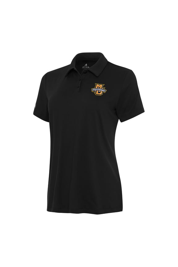 Women's Antigua Black Marquette Golden Eagles Reprocess Polo