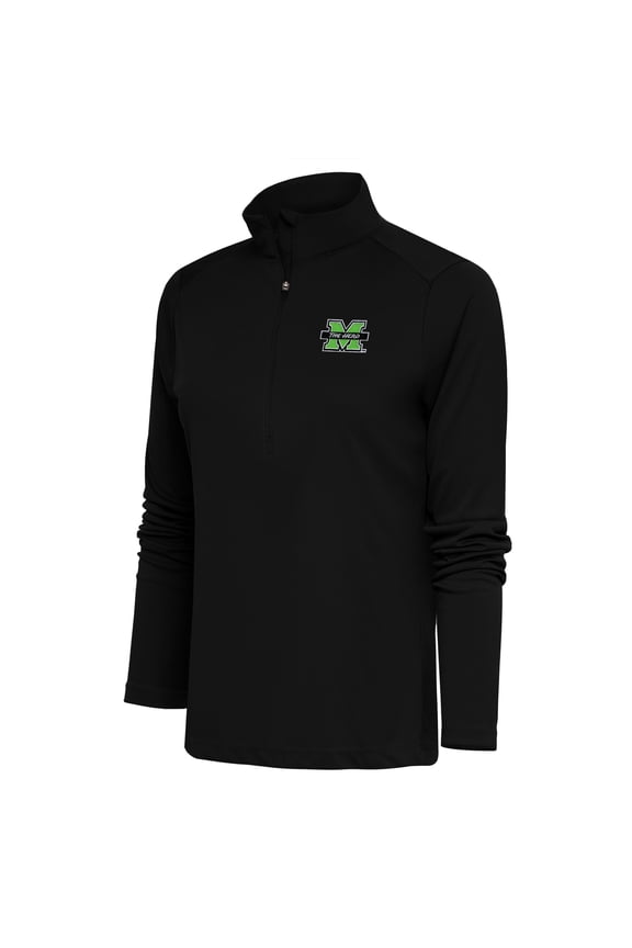 Women's Antigua  Black Marshall Thundering Herd Tribute Half-Zip Top