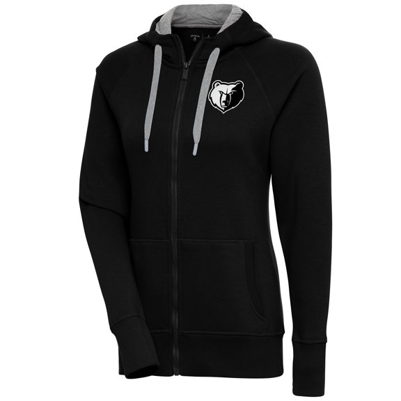 Women's Antigua  Black Memphis Grizzlies Brushed Metallic Victory Full-Zip Hoodie