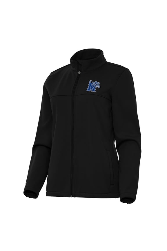 Women's Antigua Black Memphis Tigers Links 2 Full-Zip Golf Jacket