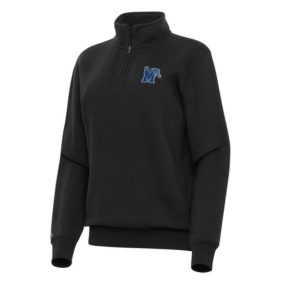 Women's Antigua Black Memphis Tigers Victory Quarter-Zip Sweatshirt