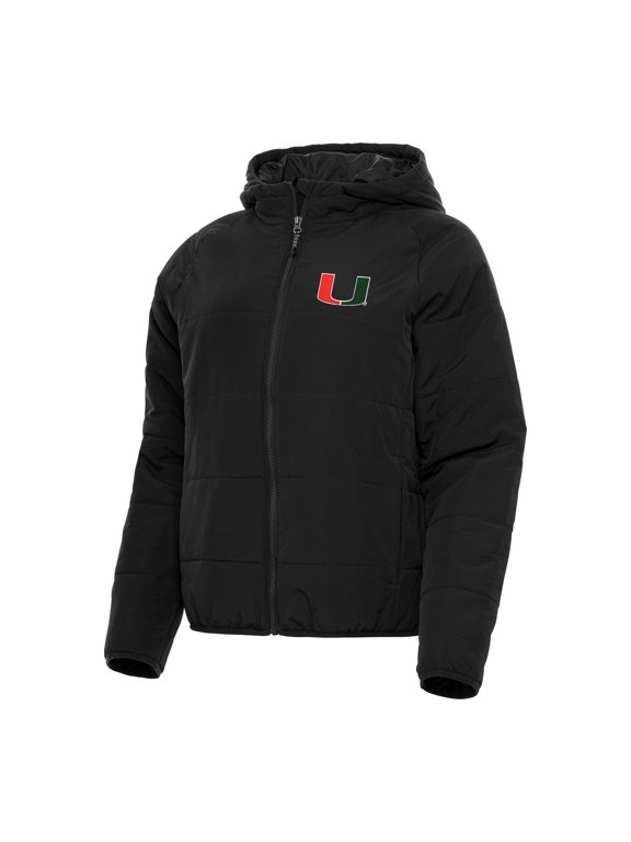Women's Antigua Black Miami Hurricanes Universe Full-Zip Puffer Jacket