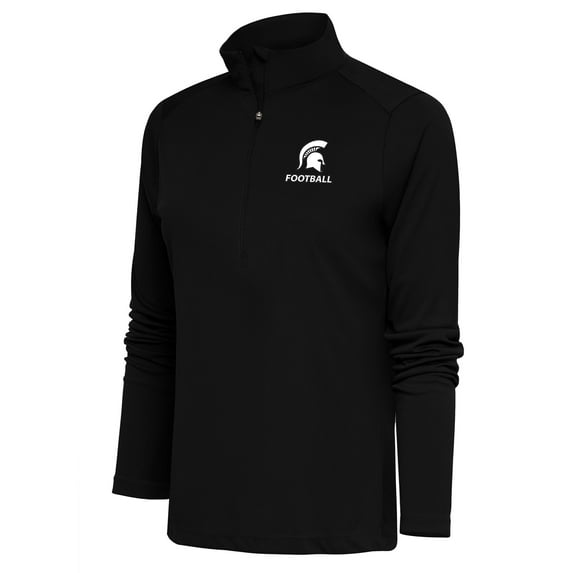 Women's Antigua Black Michigan State Spartans Football Tribute Half-Zip Pullover Top