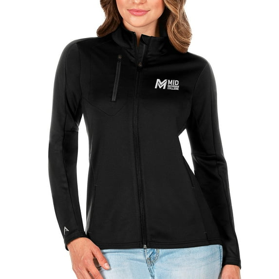 Women's Antigua Black Mid Michigan College Generation Full-Zip Jacket
