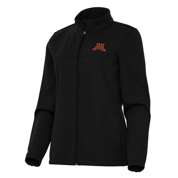 Women's Antigua Black Minnesota Golden Gophers Links 2 Golf Full-Zip Jacket