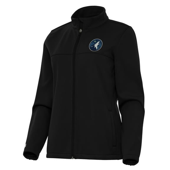 Women's Antigua Black Minnesota Timberwolves Links 2 Full-Zip Golf Jacket