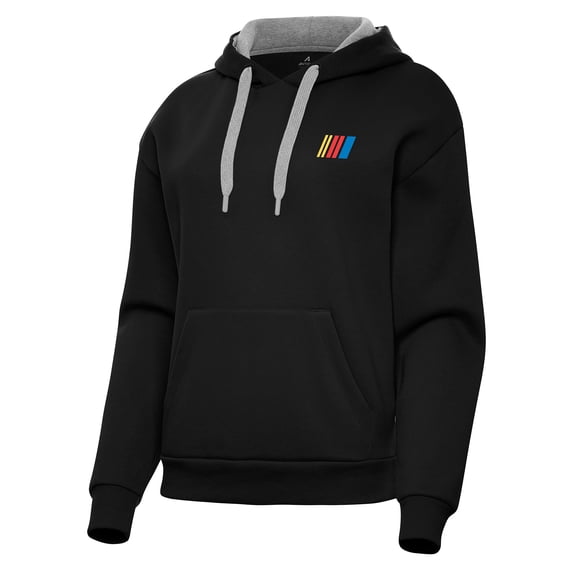 Women's-Antigua Black NASCAR Merchandise Victory Pullover Hoodie
