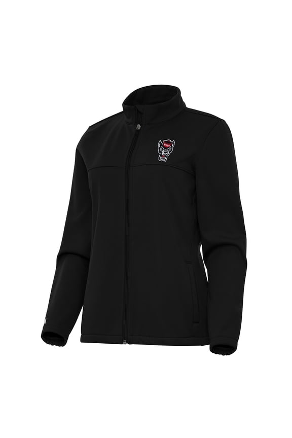 Women's Antigua Black NC State Wolfpack Links 2 Full-Zip Golf Jacket