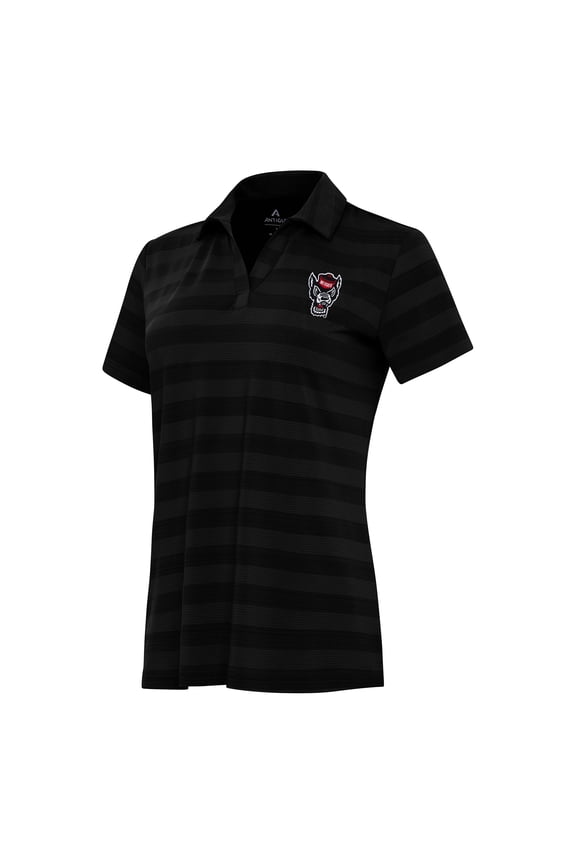 Women's Antigua Black NC State Wolfpack Tunnel Polo