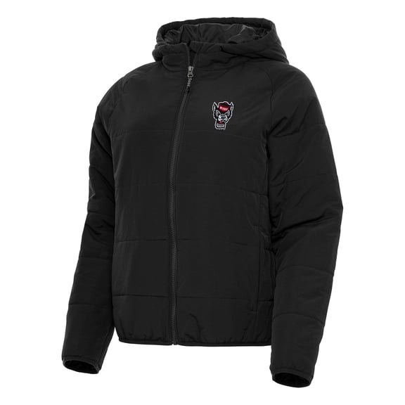 Women's Antigua Black NC State Wolfpack Universe Full-Zip Puffer Jacket