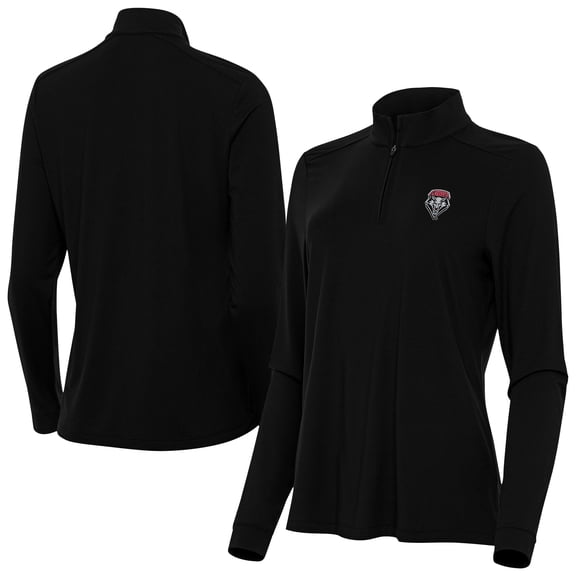 Women's Antigua Black New Mexico Lobos Intent Quarter-Zip Top