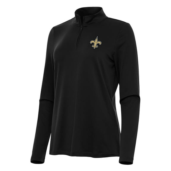 Women's Antigua Black New Orleans Saints Reprocess Quarter-Zip Top