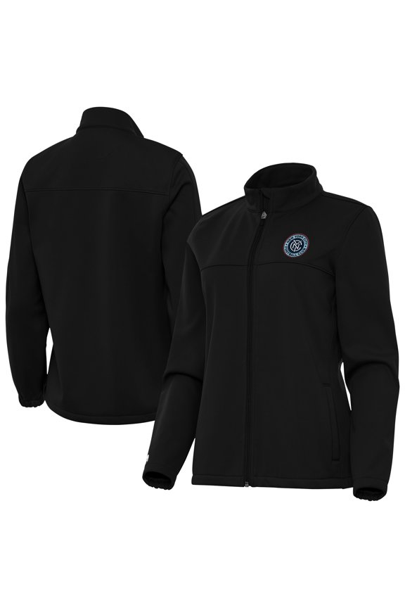 Women's-Antigua Black New York City FC Links 2 Golf Full-Zip Jacket