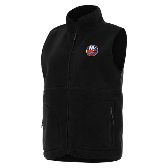 Women's Antigua  Black New York Islanders Nostalgic Full-Zip Vest
