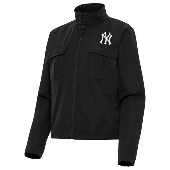 Women's Antigua Black New York Yankees Even Par Full-Zip Jacket