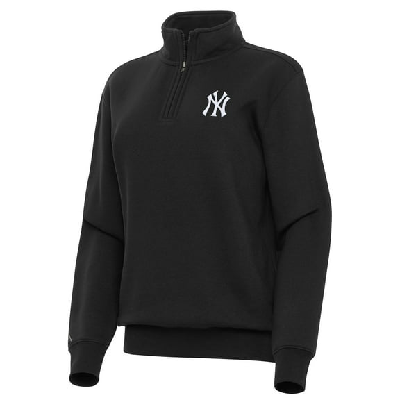 Women's Antigua Black New York Yankees Victory Quarter-Zip Sweatshirt