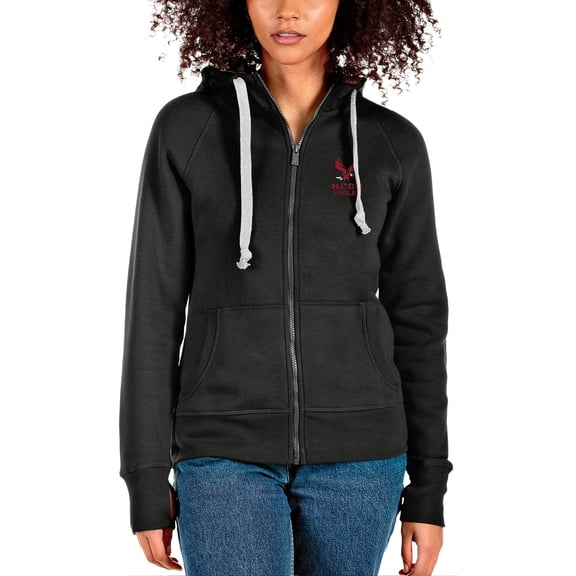 Women's Antigua Black North Carolina Central Eagles Victory Full-Zip Hoodie