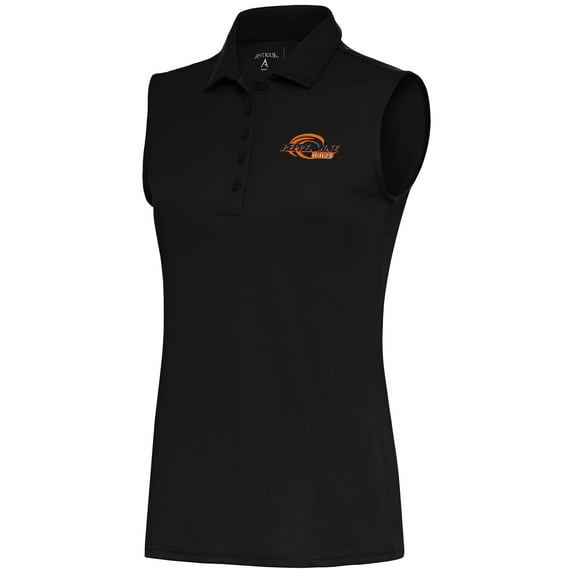 Women's Antigua Black Pepperdine Waves Sleeveless Desert Dry Tribute Polo
