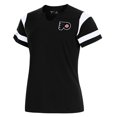 thumbnail image 1 of Women's Antigua Black Philadelphia Flyers Encounter Short Sleeve Notch Neck Top, 1 of 1