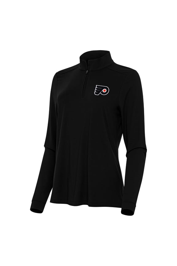 Women's Antigua Black Philadelphia Flyers Intent Quarter-Zip Top