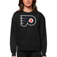 thumbnail image 1 of Women's Antigua Black Philadelphia Flyers Primary Logo Team Logo Victory Crewneck Pullover Sweatshirt, 1 of 1