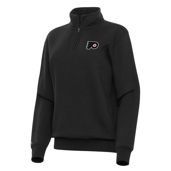 Women's Antigua Black Philadelphia Flyers Victory Quarter-Zip Sweatshirt