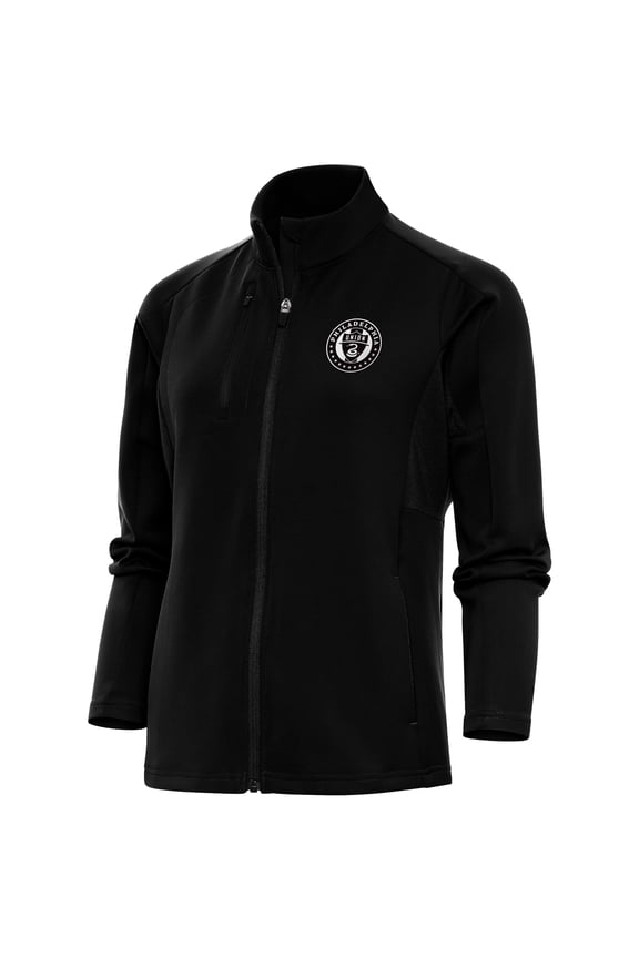 Women's Antigua Black Philadelphia Union Brushed Metallic Generation Full-Zip Jacket