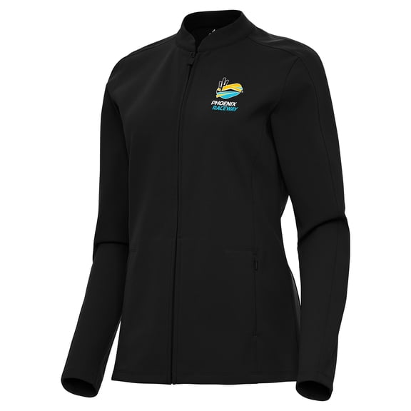 Women's-Antigua  Black Phoenix Raceway Regard Full-Zip Jacket