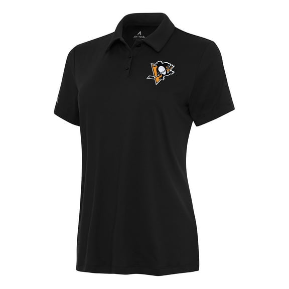 Women's Antigua Black Pittsburgh Penguins Reprocess Polo