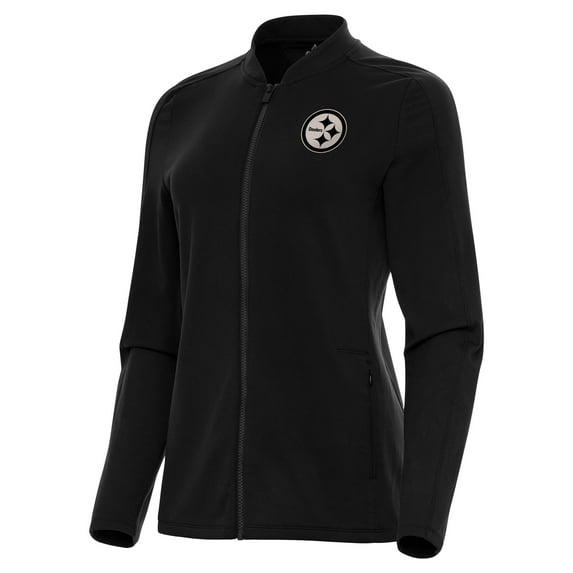 Women's Antigua Black Pittsburgh Steelers Continual Full-Zip Jacket