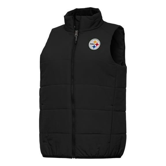 Women's Antigua  Black Pittsburgh Steelers Experience Full-Zip Vest