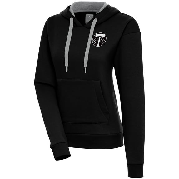 Women's Antigua Black Portland Timbers Brushed Metallic Victory Pullover Hoodie