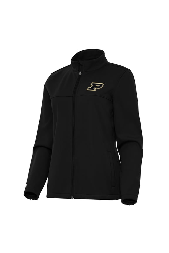 Women's Antigua Black Purdue Boilermakers Links 2 Full-Zip Golf Jacket
