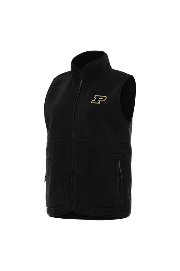 Women's Antigua Black Purdue Boilermakers Nostalgic Full-Zip Vest