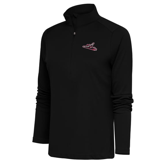 Women's Antigua Black Richmond Flying Squirrels Tribute Half-Zip Pullover Top