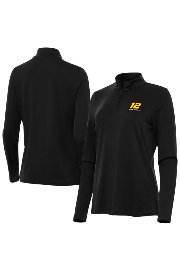Women's-Antigua  Black Ryan Blaney Reprocess Quarter-Zip Pullover Top