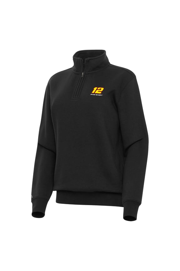 Women's-Antigua  Black Ryan Blaney Victory Quarter-Zip Sweatshirt