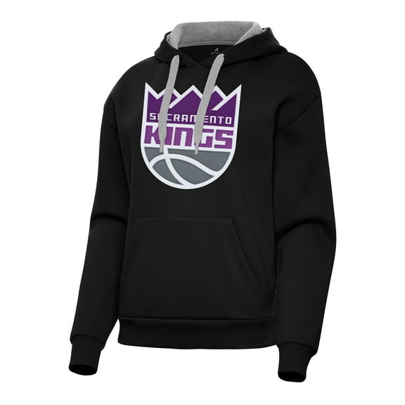 Women's Antigua Black Sacramento Kings Victory Pullover Hoodie