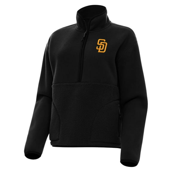 Women's Antigua Black San Diego Padres Figure Half-Zip Sweatshirt