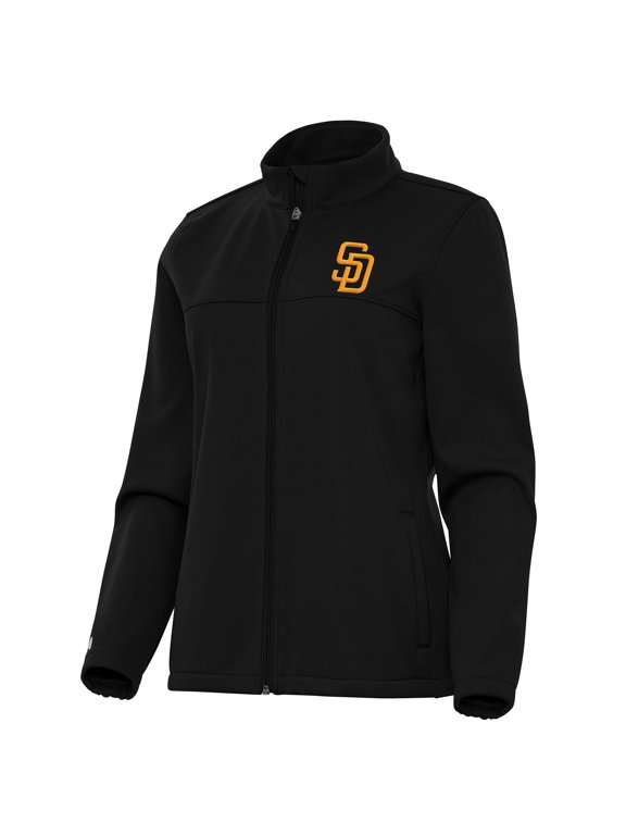 Women's Antigua Black San Diego Padres Links 2 Golf Full-Zip Jacket