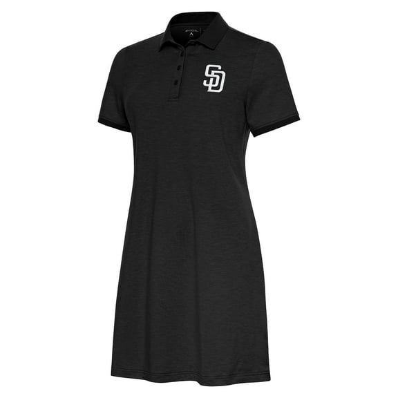 Women's Antigua  Black San Diego Padres Play Through Polo Dress