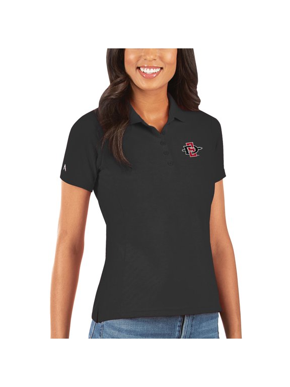 Women's Antigua Black San Diego State Aztecs Legacy Pique Polo
